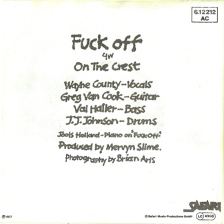 Fuck Off back cover (German)